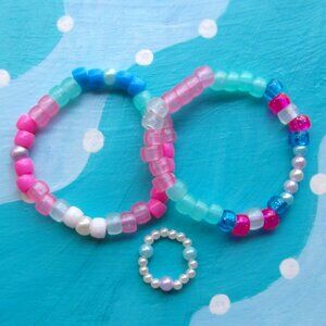 Trans Pride Kandi Bracelets and Ring